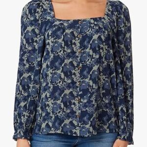 NEW-Angels Forever Young Women's Kehlani Square Neck Rayon Long Sleeve Blouse
